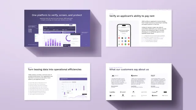VERO pitch deck designed by Gameplan