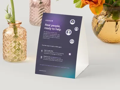 VERO tent card designed by Gameplan