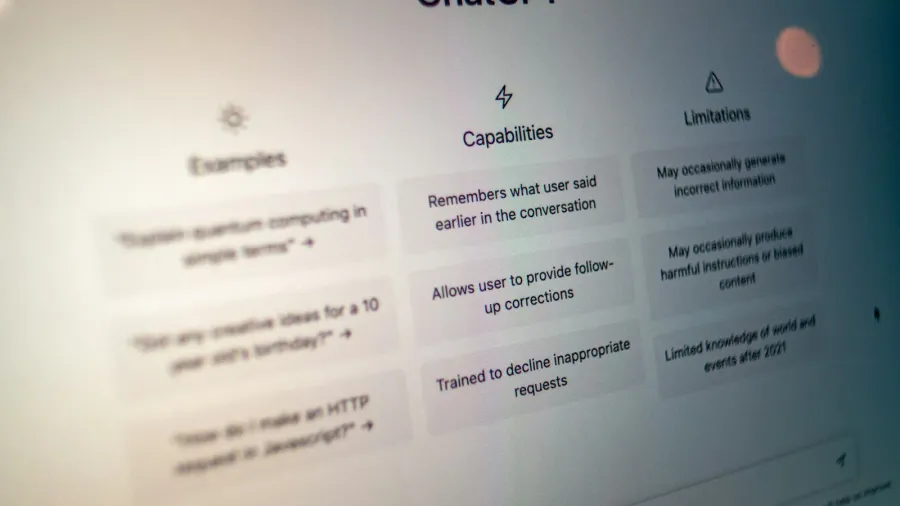 The ChatGPT assistant screen on a monitor, showing the AI that now answers buyers' questions and decides which businesses to name