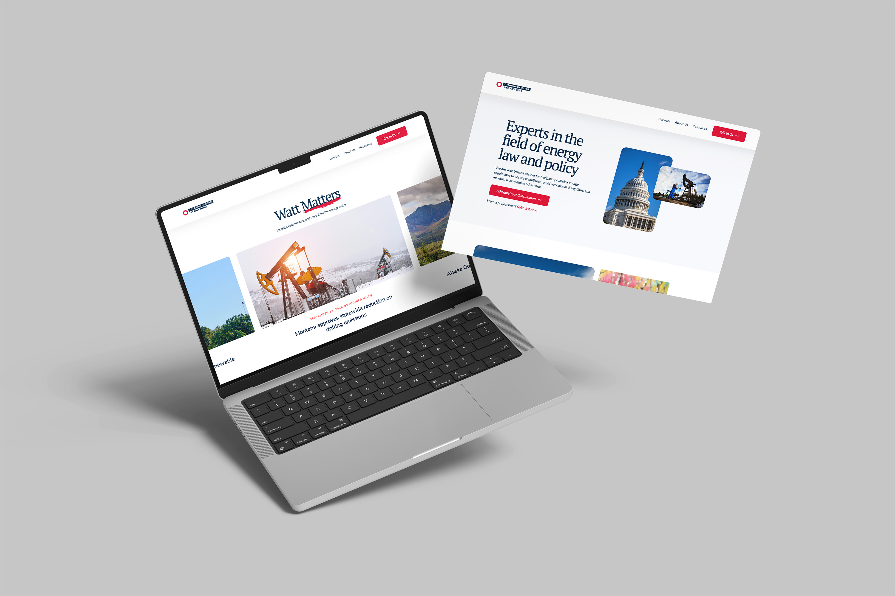 Image of the Charing Cross Strategies website in a laptop