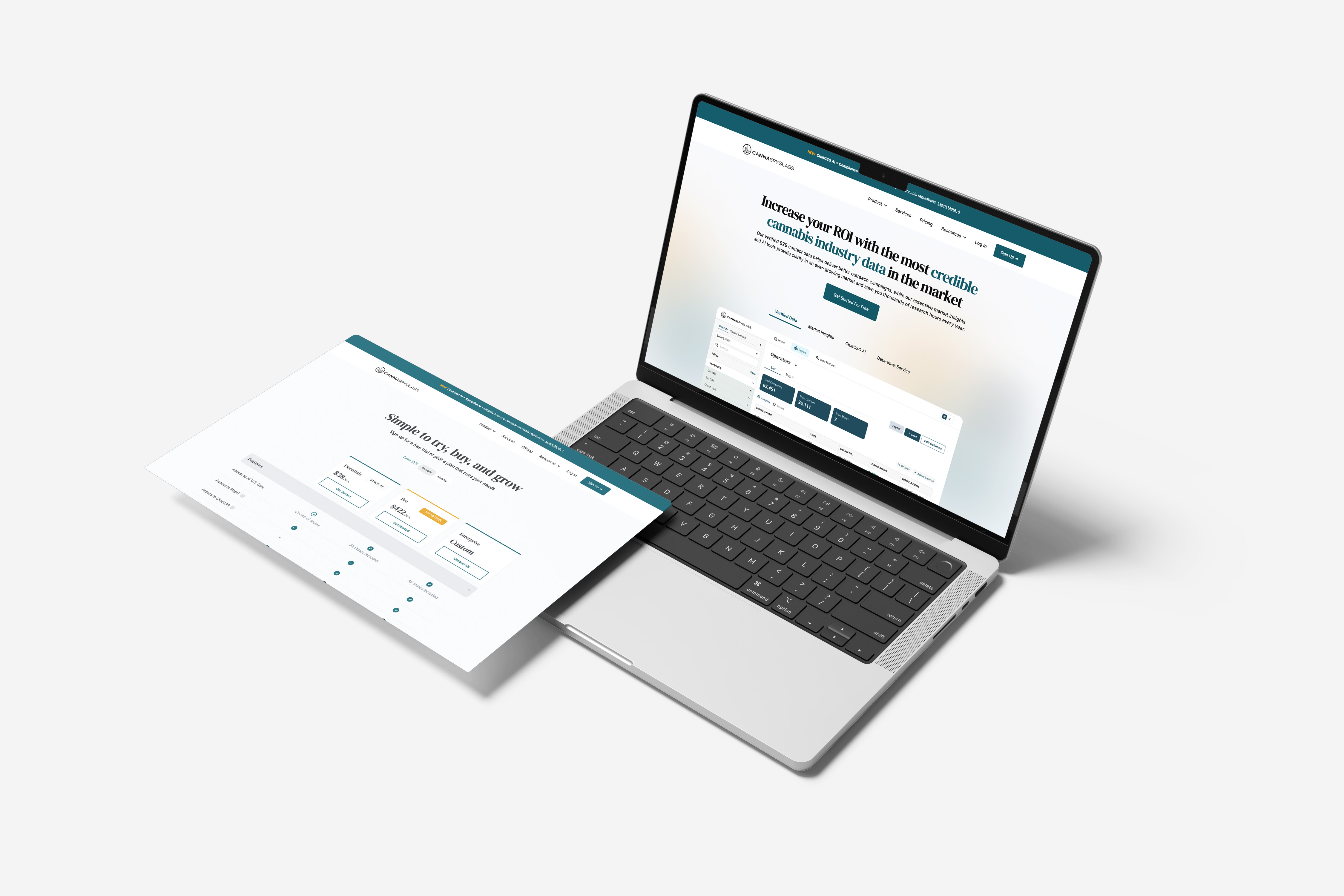 Image of the CannaSpyglass website in a laptop