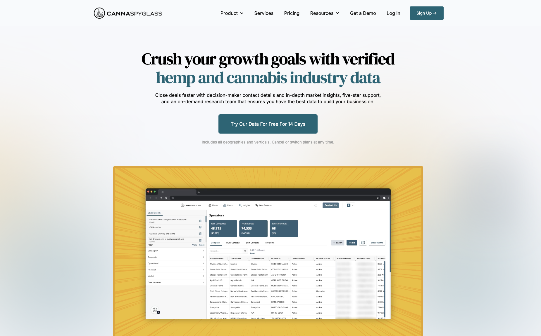 Image of the CannaSpyglass website