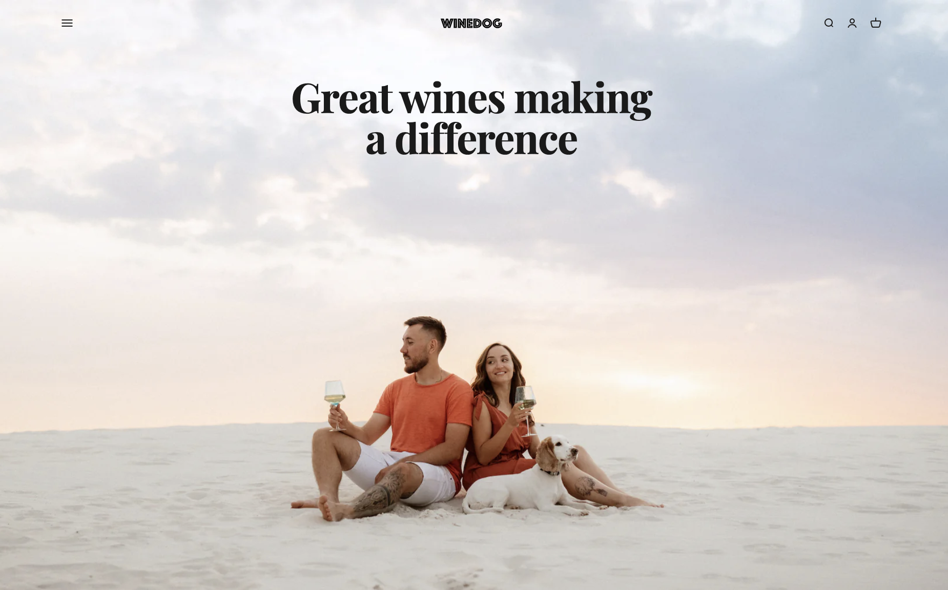 Image of the Winedog website homepage